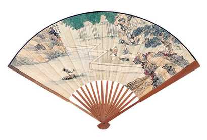 谢之光 临池烹茶 成扇